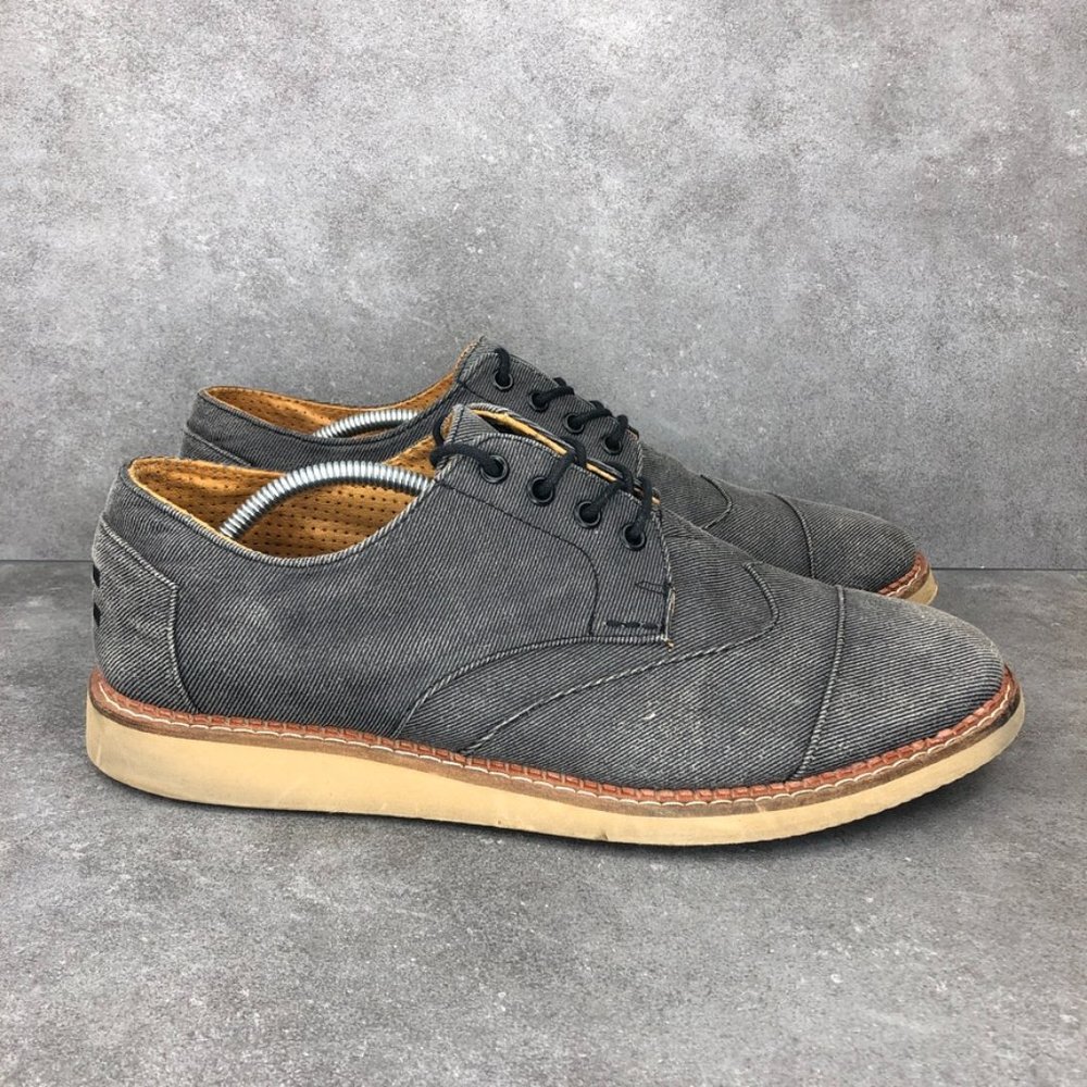 Toms Brogue Lace Up Canvas Oxford Shoe, Grey, Men's 11.5